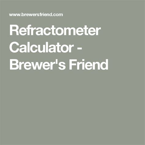 http www.brewersfriend.com refractometer-calculator|brewer's friend refractometer reviews.